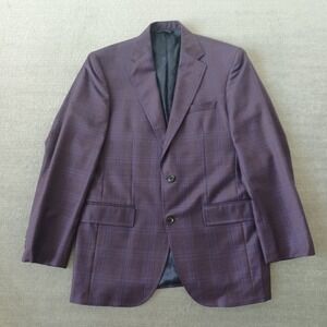 Ted Baker Endurance Jay SPJ Sport Coat Jacket Blazer Mens 40R Purple Plaid Wool